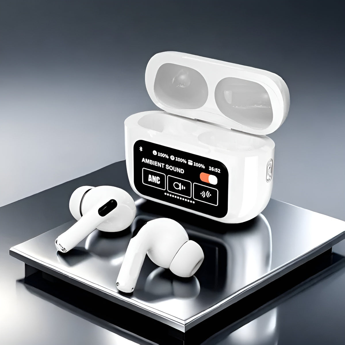 A9 Pro ANC Wireless Earbuds With Smart Touchscreen Charging Case For Noise Reduction And Ambient Sound Control
