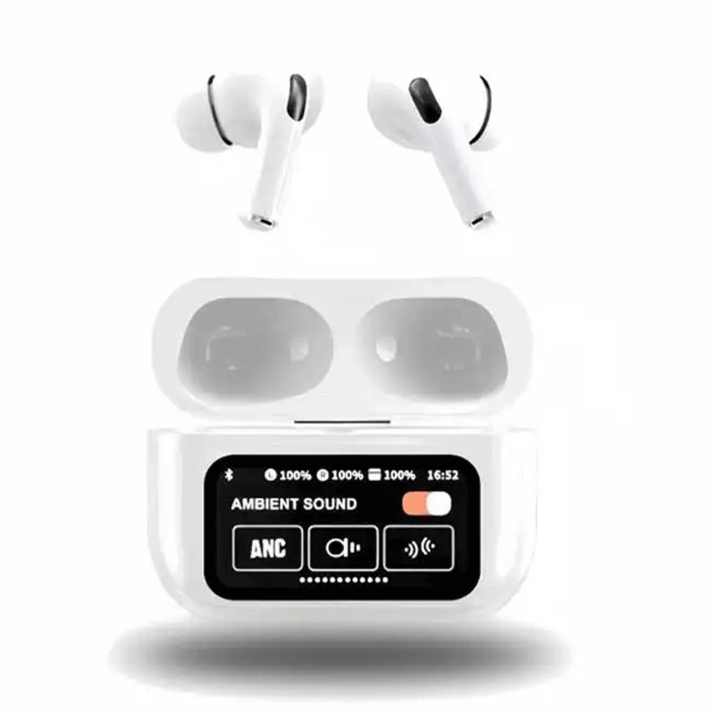 A9 Pro ANC Wireless Earbuds With Smart Touchscreen Charging Case For Noise Reduction And Ambient Sound Control