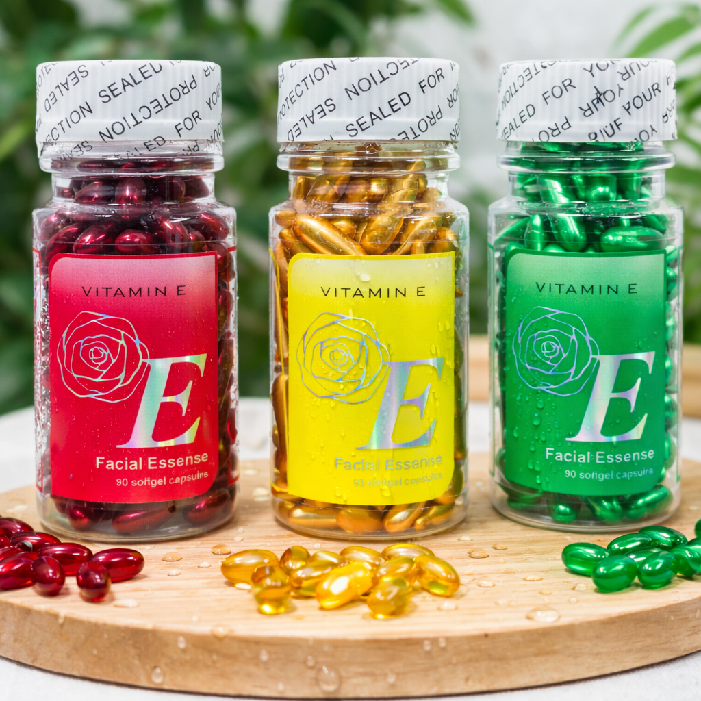 Vitamin E Facial Essence Softgel Capsules – Deep Hydrating, Anti-Aging & Skin Brightening Face Serum Capsules for Radiant Skin