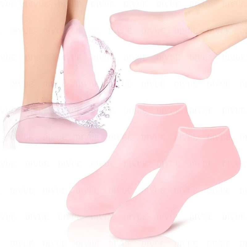 Silicon Moisturizing Gel Socks – Silicone Socks Waterproof Anti-Cracking Foot Care Treatment for Dry, Dead Skin, and Cracked Heels – Soft Spa Pedicure Protector 65g