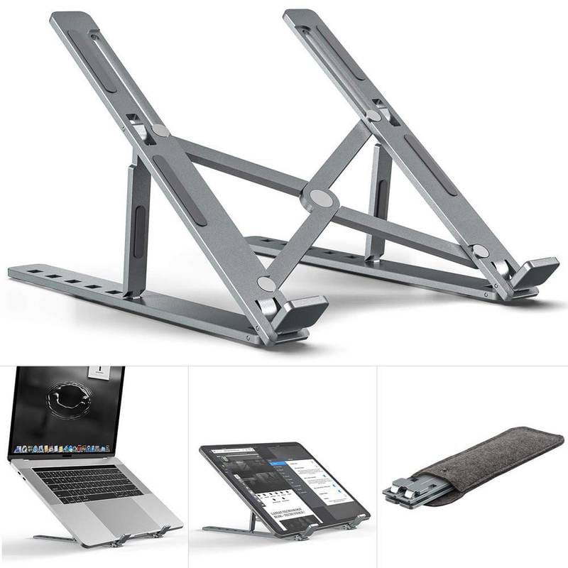 Speed-X Professional Adjustable Aluminium Laptop Stand – Heavy Duty 16 Inch Height, Foldable & Portable (6 Angles)