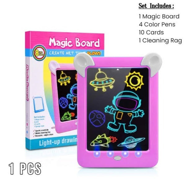 Kids Magic Glow Pad: 3D Light-Up Drawing Board for Creative Play and Learning