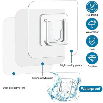 Pack Of 10 Pair Double Sided Self Adhesive Wall Hooks