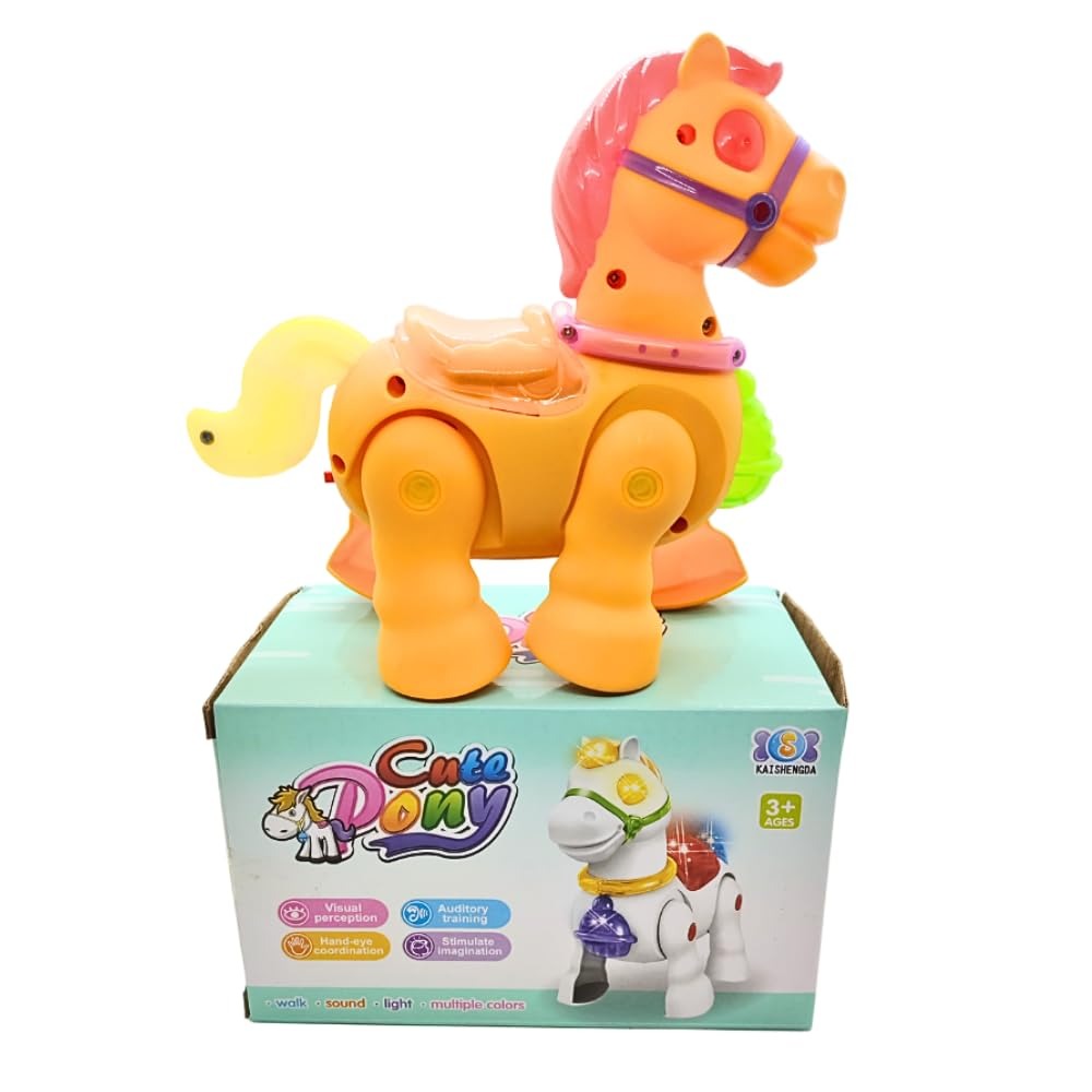 Musical Walking Moving Pony Horse With Light Sound Battery Operated Toy For Toddlers Kids For Multi Colour