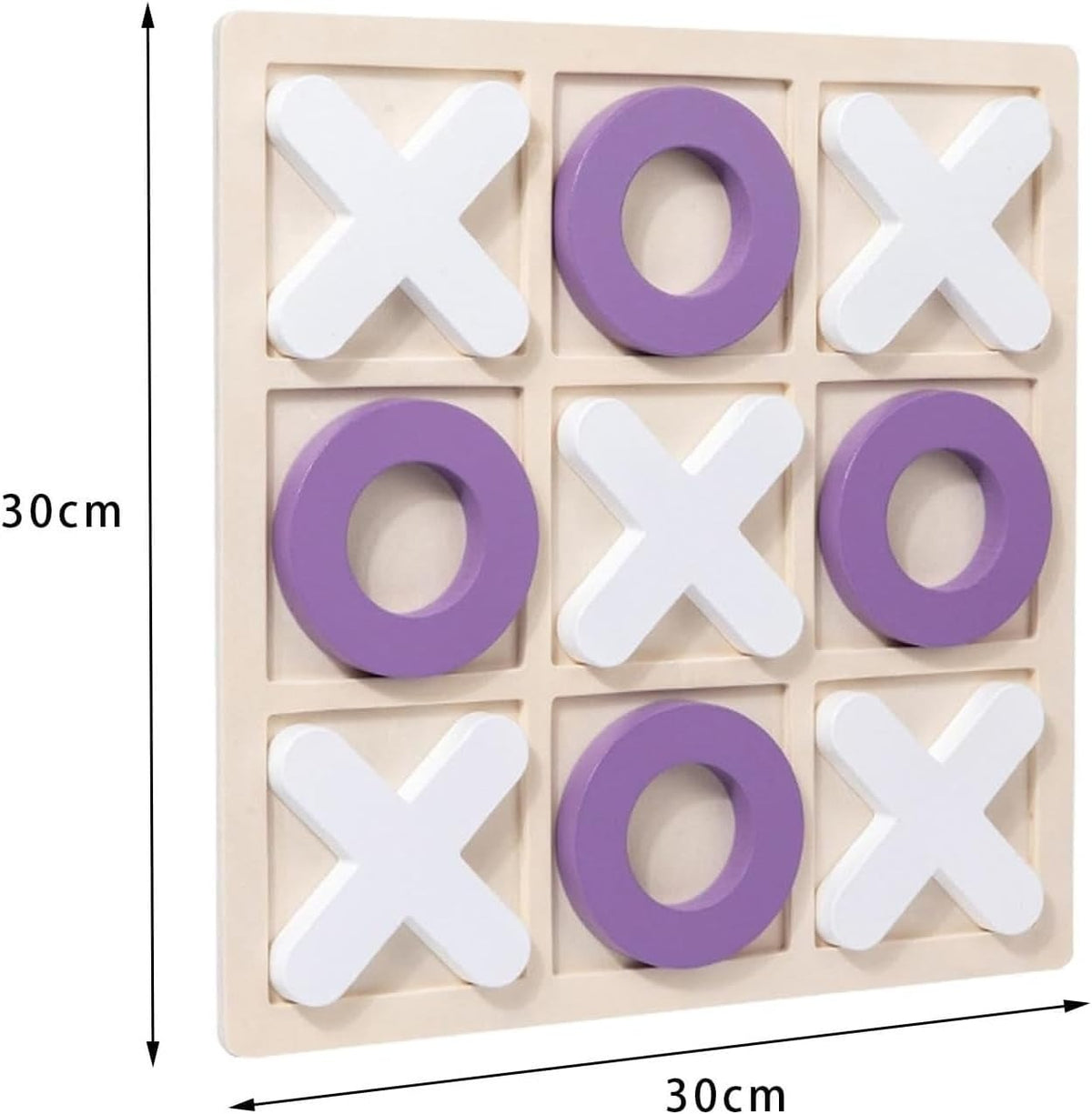Wooden Tic Tac Toe Board Game Classic Xo Strategy Game For Kids Toddlers Preschoolers Adults Educational Durable Portable 30Cm Wooden Board Ideal Birthday