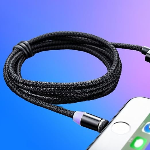 3 In 1 Magnetic Fast Charging Cable Micro Usb Type C Amp Iphone 360 Rotation Led 3A Nylon Braided Magnetic Charging Cables For Android Amp Ios Charging Cable For Mobile Phone Random Color