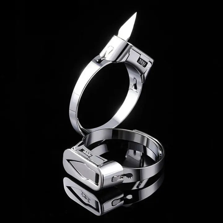 Stainless Steel Self Defense Ring With Hidden Blade Adjustable Mini Knife Ring For Personal Safety Wearable Concealed Protection Tool For Men Women