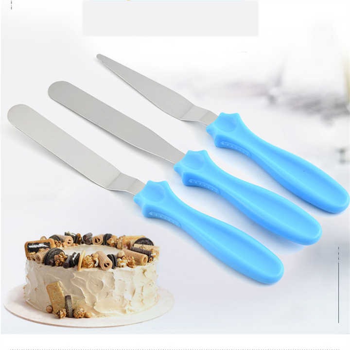 3 Piece Cake Decorating Knife Set Stainless Steel Spatula Cream Spreader Tools Multi Color