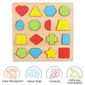Colorful Geometric Shapes Wooden Cognitive Board Puzzle Educational Learning Toy For Kids 1 3 Years Safe Durable