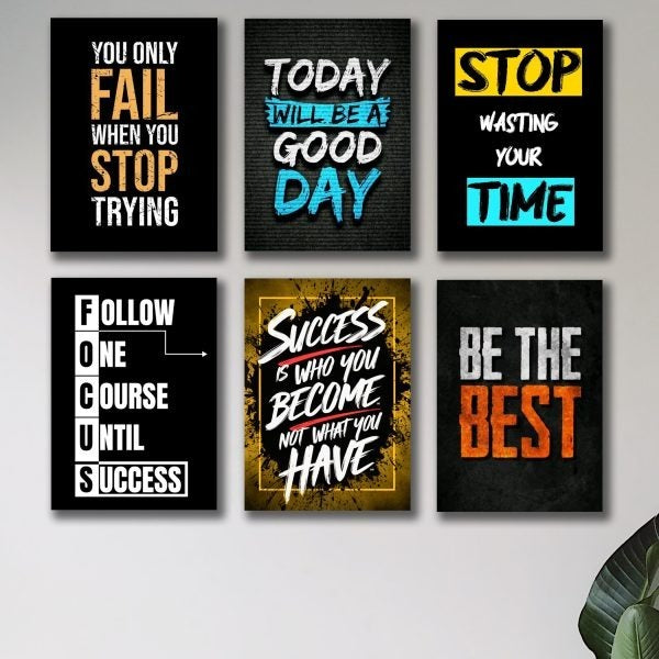 Set Of 6 Motivational Wooden Canvas Frames For Wall Decore 8X11 Inches Size Sticky Phototiles Frames 3605633