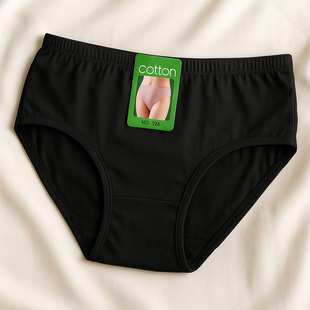 Cotton Plain Panty for Women – Soft &amp; Comfortable Underwear (Skin, Black, S/M/L) - Black, Large