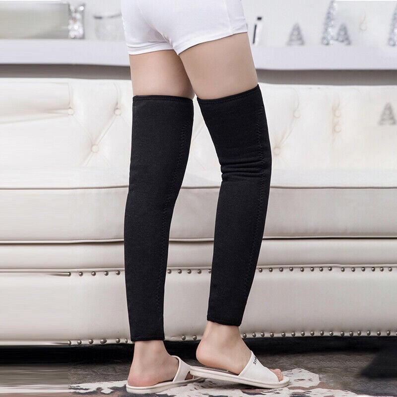 Unisex Wool Knee Length Leg Warmers Plain Black Comfortable Amp Stylish Winter Wear Easy To Wear Without Belt 1 Pair