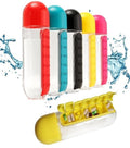 2 In 1 Medicine Organizer With Water Bottle 7 Days Pill Box 600Ml Bpa Free Drinking Bottle Removable Cup Compact Travel Pill Planner For Kids Adults Amp Elderly 3743581