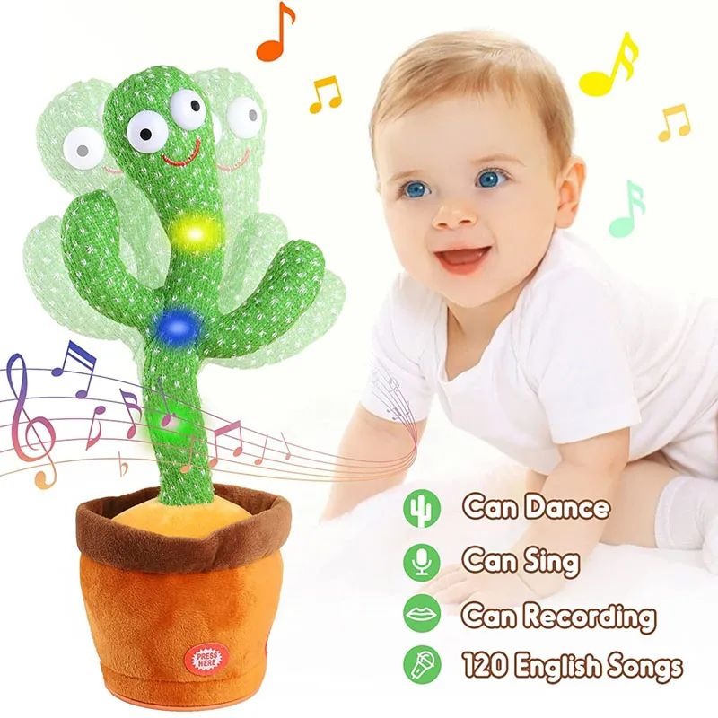 Rechargeable Cute Dancing Cactus Toy For Kids Talking Dancing Shaking Talk Back With Lights Happy Birthday Gift