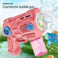 Childrens Handheld Porous Electric Bubble Gun With Lights Music Automatic Mess Free Bubble Blower With Bottle Fix System For Indoor Outdoor Play Pool Parties Birthdays