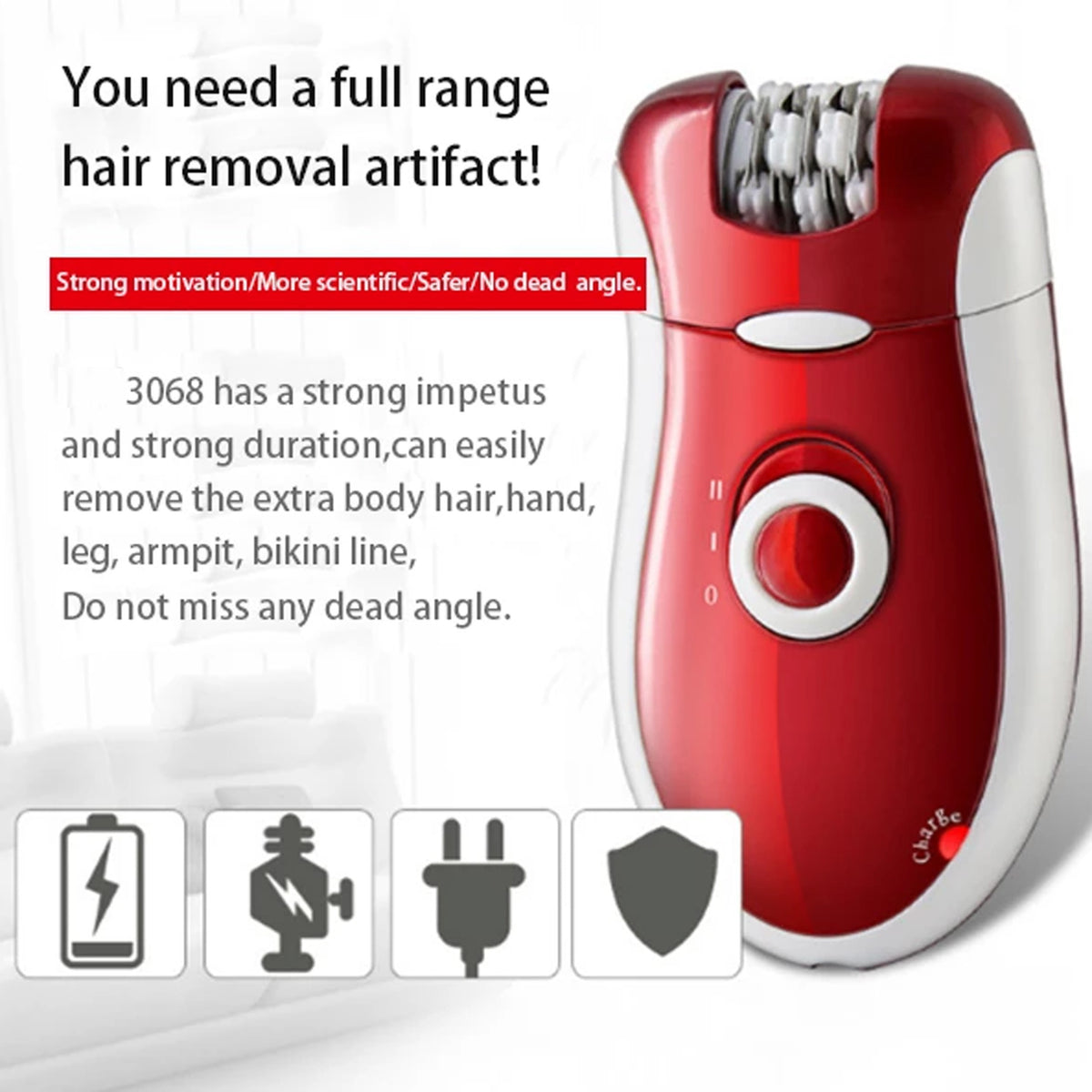 Kemei Km 3068 Rechargeable 3 In 1 Epilator Hair Removal Device For Women Electric Shaver Amp Trimmer Set With Multiple Heads Smooth Skin Care Tool For Face Arms Legs Amp Sensitive Areas