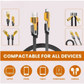 4 In 1 Data Cable Usb C Lightning Connectors Braided Durable Design Fast Charging Amp Data Transfer Black With Yellow Connectors Without Box