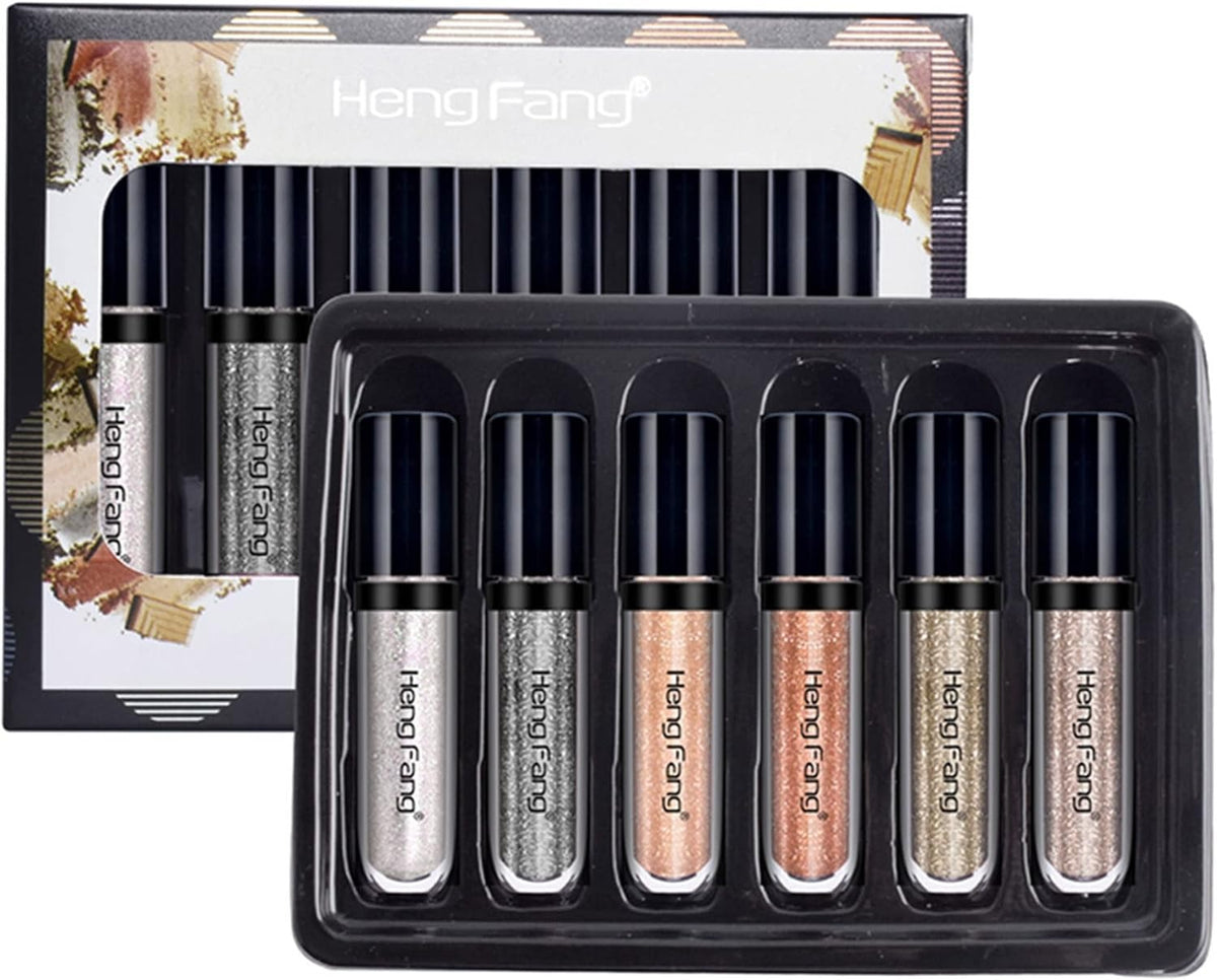 Heng Fang 6 Pcs Liquid Diamond Glitter Eyeshadows Set Waterproof Long Lasting Vibrant Colors With Lightweight Texture For Bold Amp Sparkling Eye Makeup