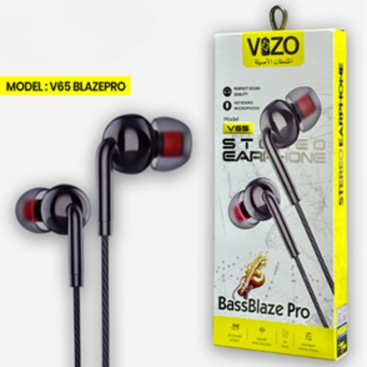 V65 Blaze Pro – Wired Stereo Earphones | Best Quality Hand Free | Hands-Free For Mobile Phone | Headphone - Earphones
