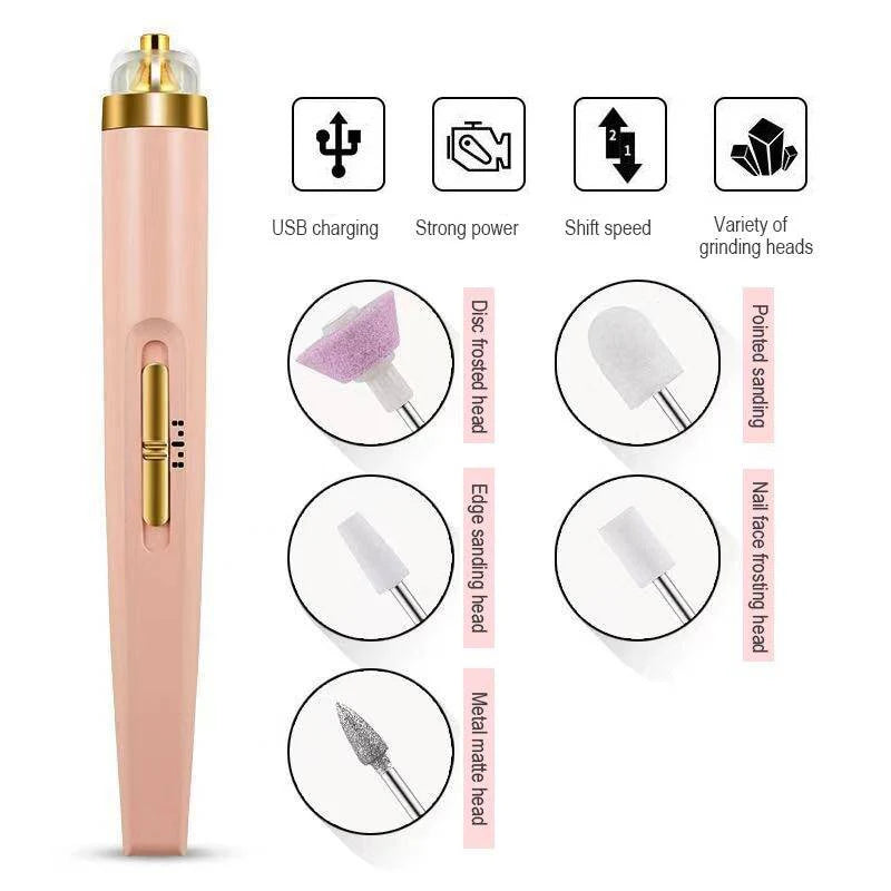 5 In 1 Professional Manicure Nail Salon Nail Finishing Touch Nail Grinding Burnishing Machine Full Manicure And Pedicure Tool Random Color