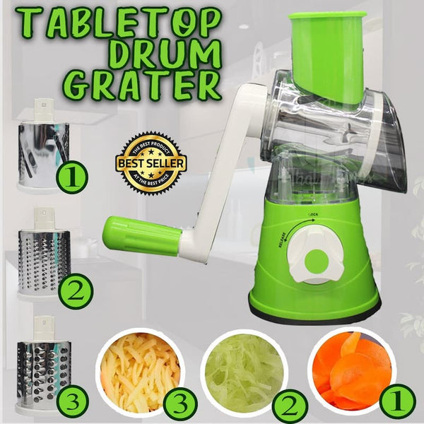 Manual Drum Vegetable Cutter & Slicer – Multi-Function Rotary Grater for Quick Chopping and Shredding