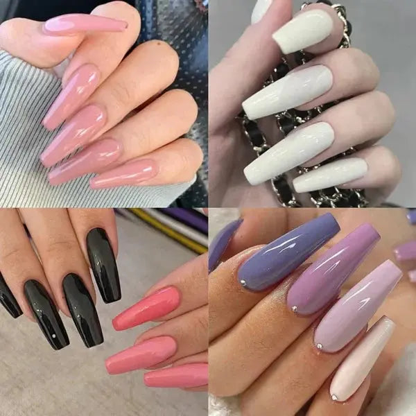 576 Pcs Nails With Box Reusable Artificial Nails 24 Different Colours Beautiful Fake Nails With Glue For Girls Women Random Color