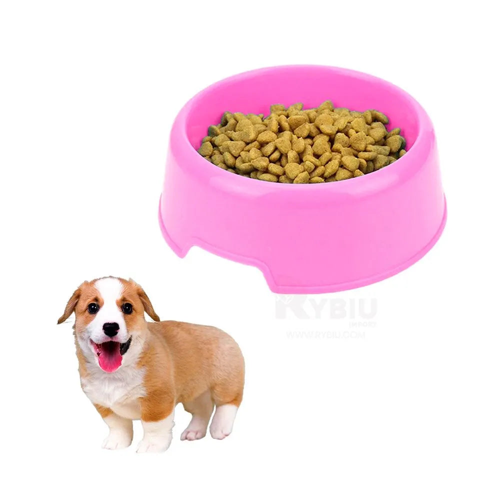 Round Shaped Food Bowl Pet Plastic Food Bowl Random Color 8 Inch
