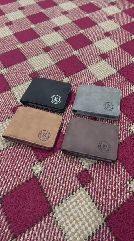 M / Logo Premium Slim Book Shape Leather Wallet for Men – Black