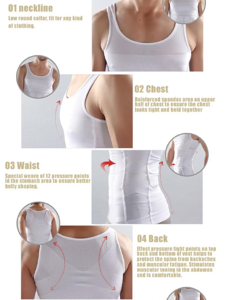 Slim N Fit Body Shaper Vest Shirt - Tank Top Sleeveless Shapewear For Men