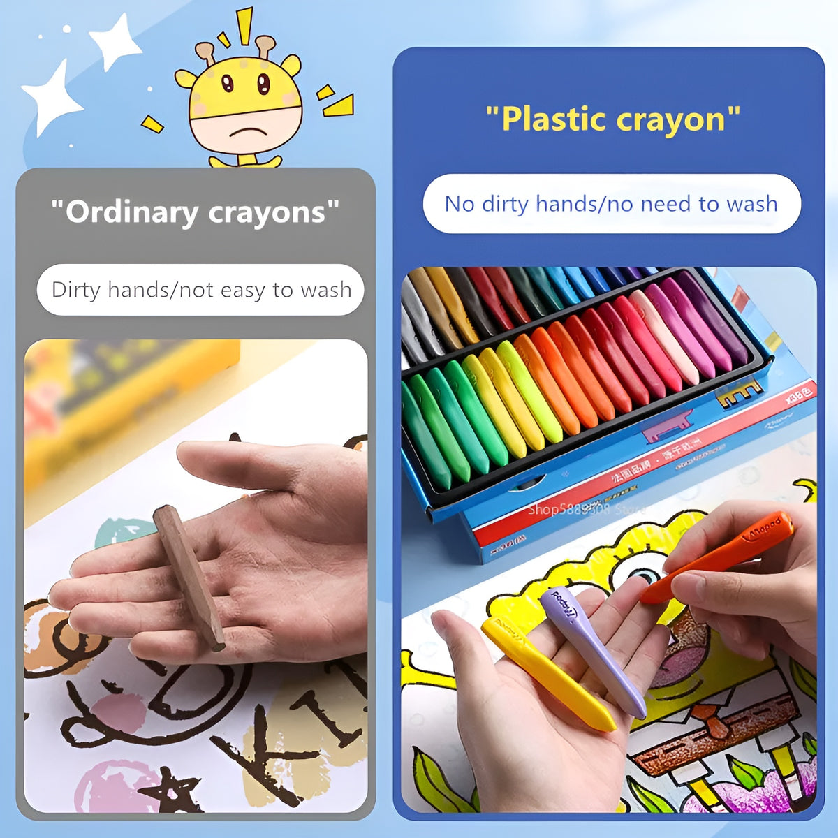 Children Pack Of 12 Plastic Crayons 12 Vibrant Crayons Colors Caryon Pencils