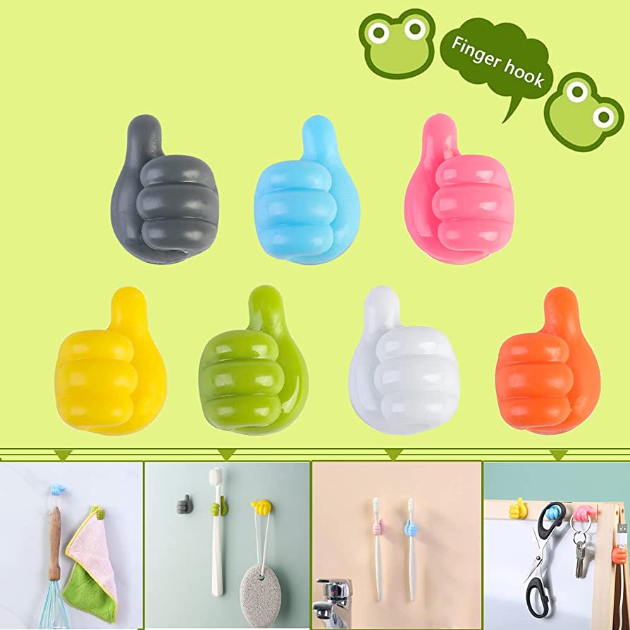 Pack Off 10 Thumb Wall Hook Wall Decoration Hook Creative Silicone Thumb Key Hanger Hooksrandom Color