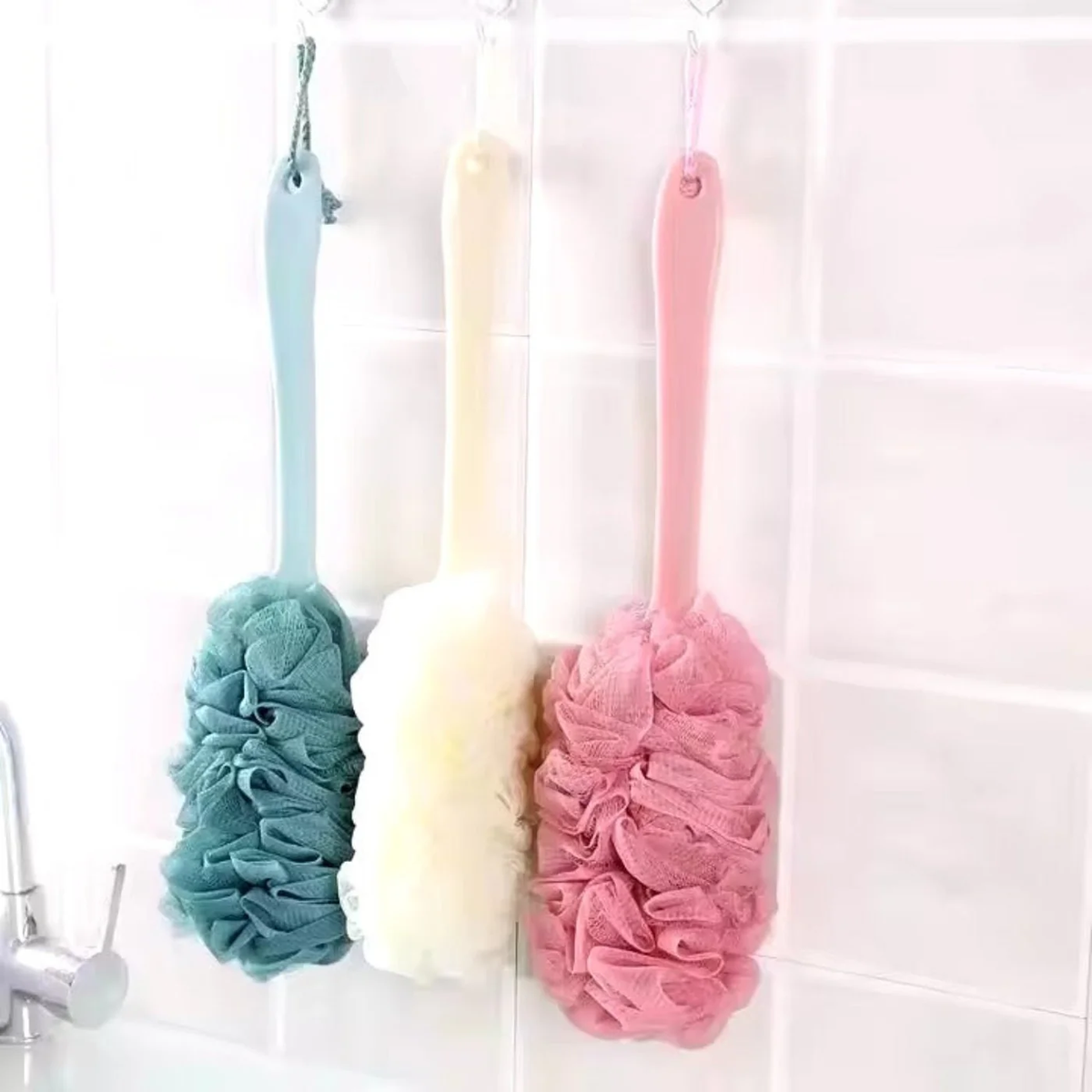 Royals Loofah Sponge Long Handle Shower Brush For Skin Exfoliating Loofah On A Stick For Men Women